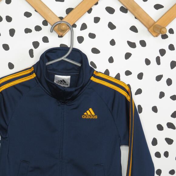 Adidas Navy Full Zip Yellow Stripe Baby Track Jacket - Picture 2 of 6